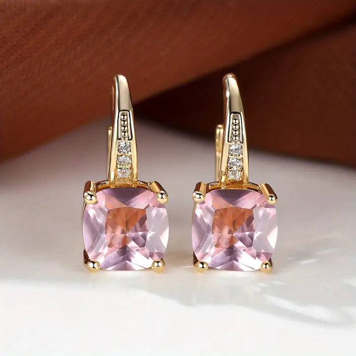 Elegante mystische Steine Goldfarben Creolen