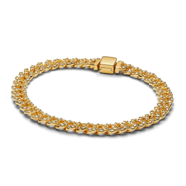Zeitloses kubanisches Armband aus Goldfarben mit Pavé-Besatz