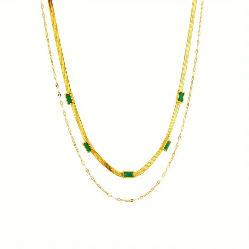 Retro-Doppelschicht-Halsband Sorella Gem | Goldfarben