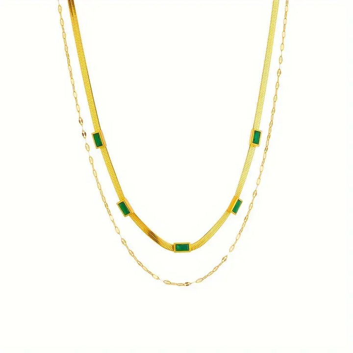 Retro-Doppelschicht-Halsband Sorella Gem | Goldfarben