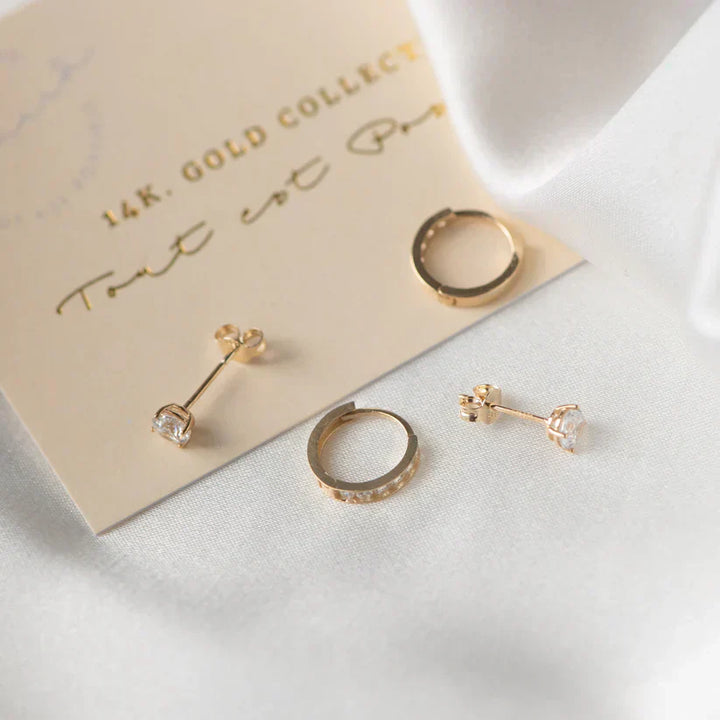 Elegantes Brillane Goldfarben-Ohrring-Set mit Steinen