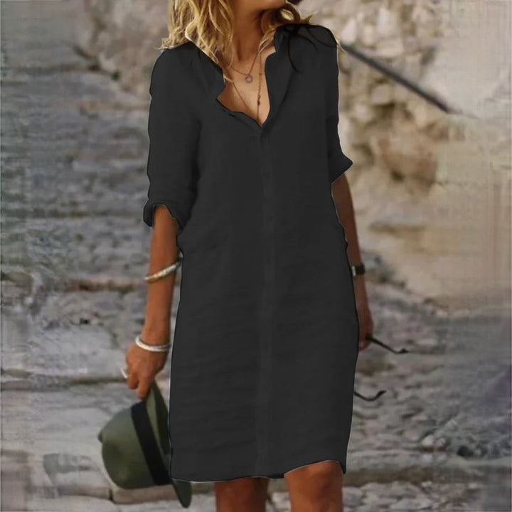 Selene Leinenkleid für Frauen in fließender Passform foto 2