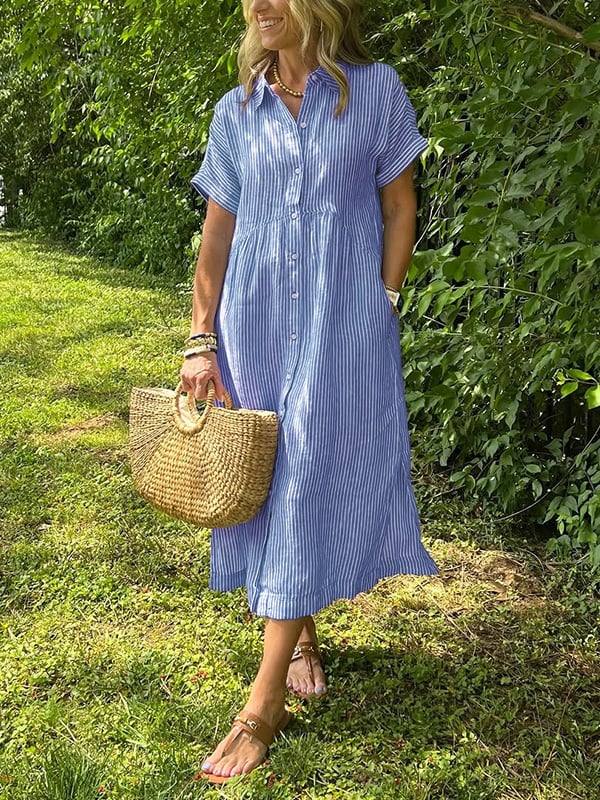 Ruby Maxikleid aus Baumwolle mit Blusenkragen foto 1