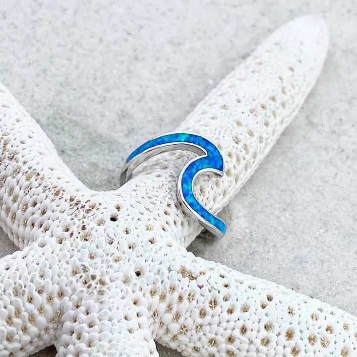 Silberfarbener Blauer Opal Wellenring