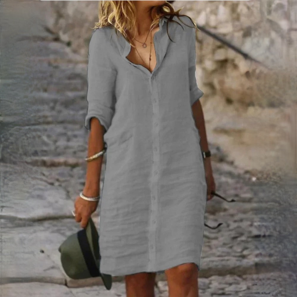 Selene Leinenkleid für Frauen in fließender Passform foto 4