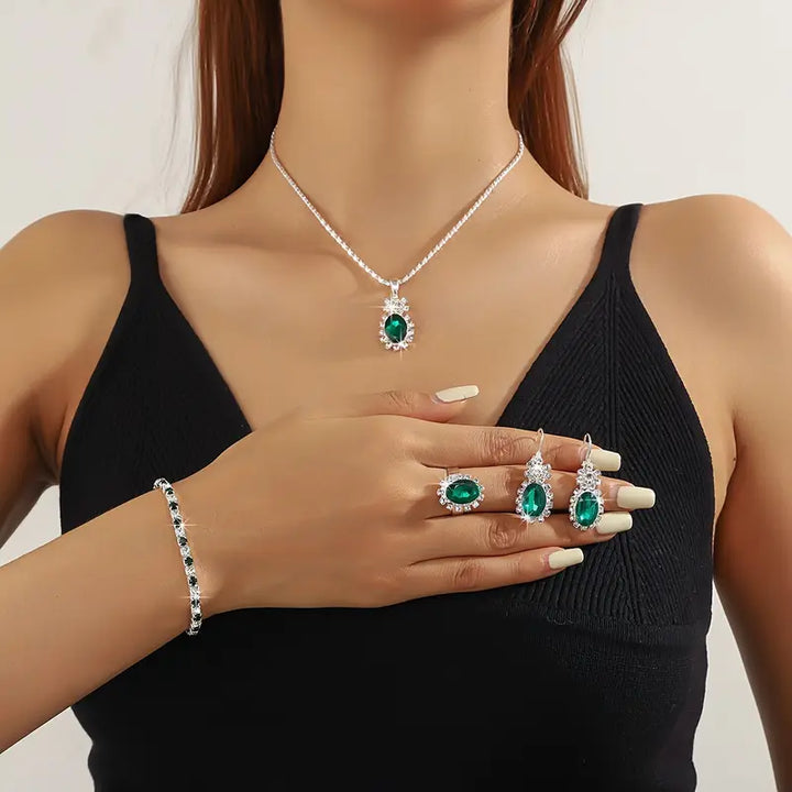Seloria Grevalyn Schmuckset | Weißgoldfarben