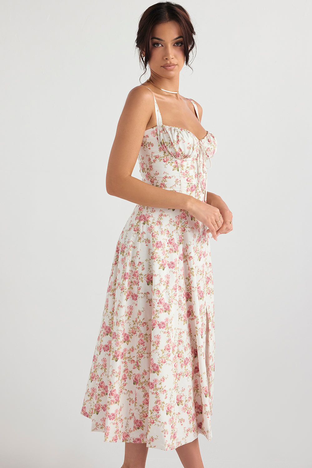 Livia taillenbetontes Hochzeitsgast Midikleid in Pink foto 4