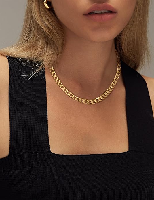 Raffinierte, klobige Goldfarbene Kette mit kubanischen Gliedern
