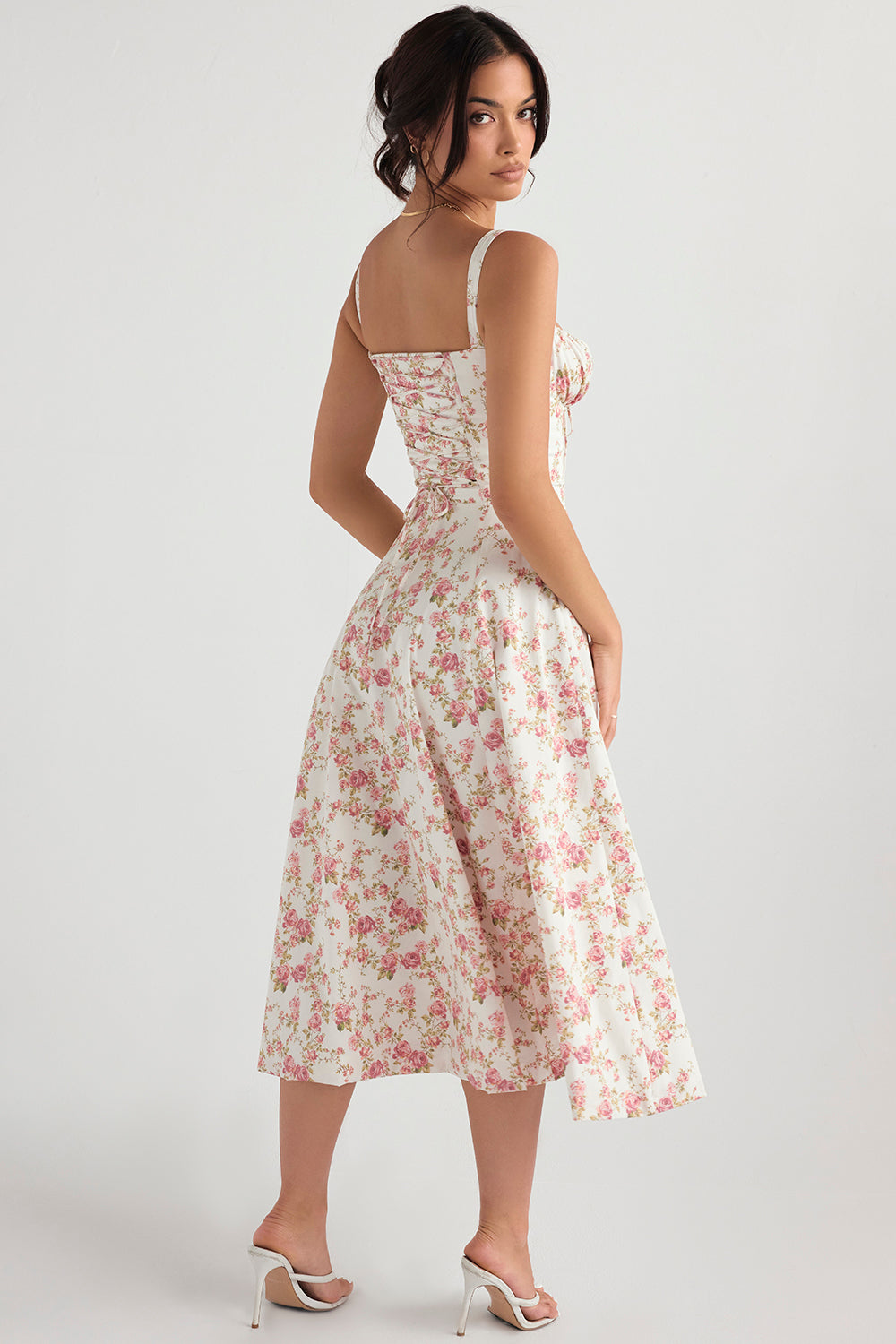 Livia taillenbetontes Hochzeitsgast Midikleid in Pink foto 3