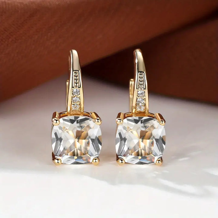 Elegante mystische Steine Goldfarben Creolen