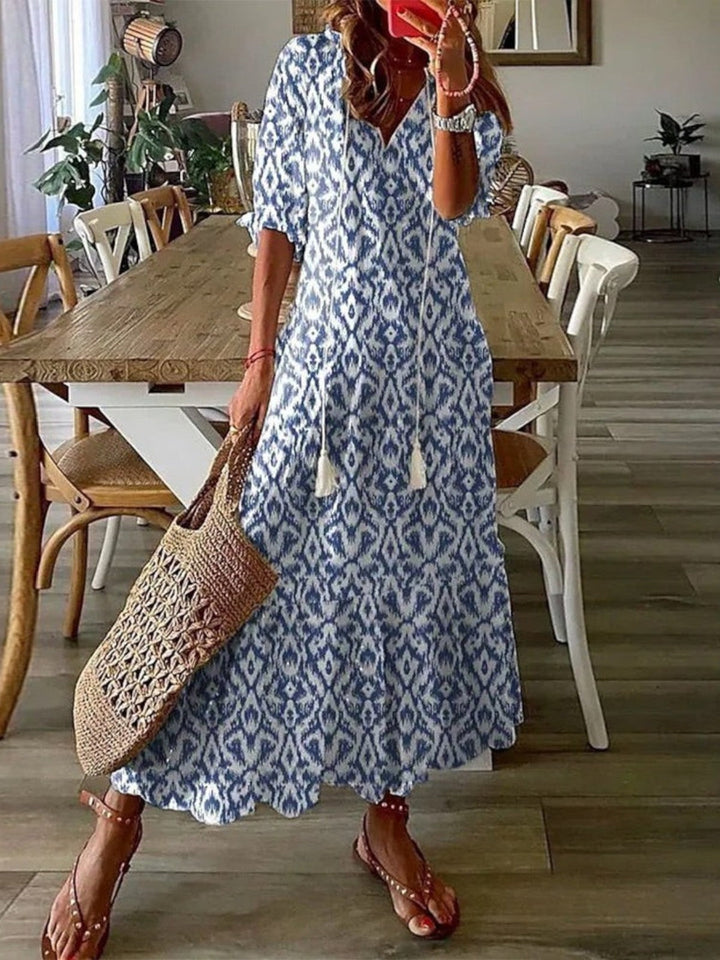 Poppy Boho Strandkleid mit tiefem V-Ausschnitt foto 1