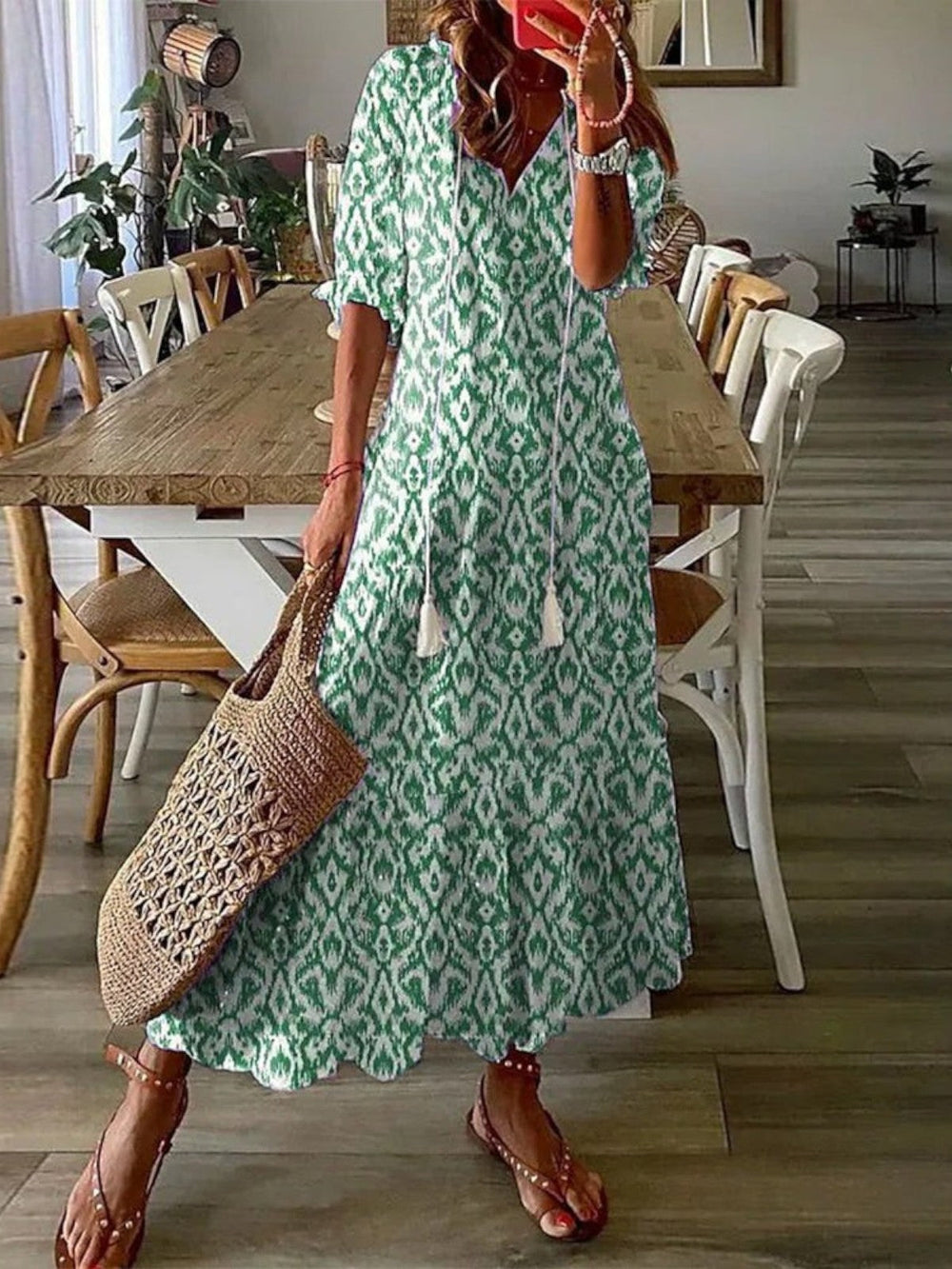 Poppy Boho Strandkleid mit tiefem V-Ausschnitt foto 2