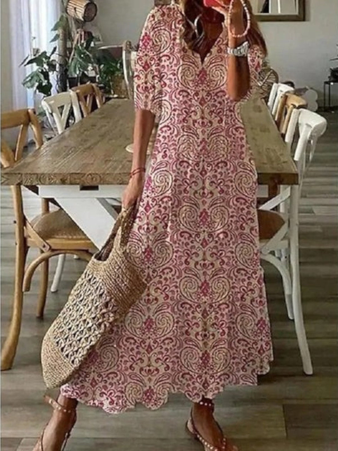 Poppy Boho Strandkleid mit tiefem V-Ausschnitt foto 4