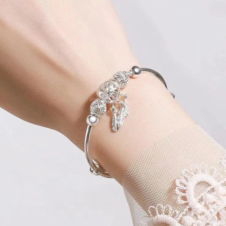 Silberfarbenes Traumfänger Armreif Armband