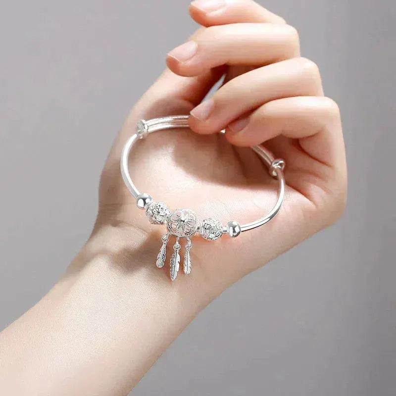 Silberfarbenes Traumfänger Armreif Armband