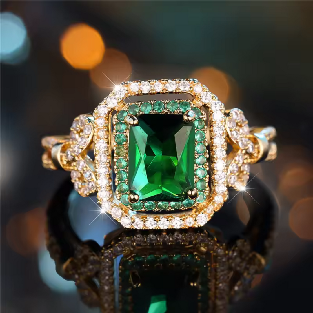 Eleganter Goldfarbener Steinring