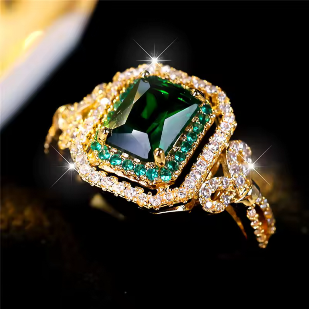 Eleganter Goldfarbener Steinring