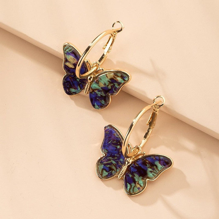Goldfarbene Multicolor Schmetterlings Creolen