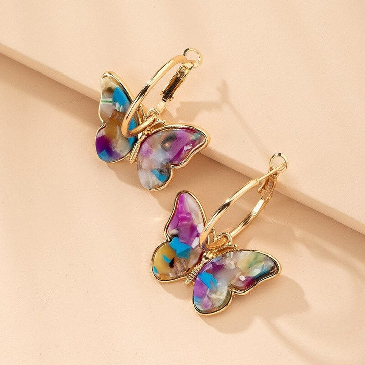 Goldfarbene Multicolor Schmetterlings Creolen