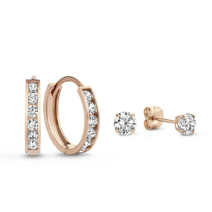 Elegantes Brillane Goldfarben-Ohrring-Set mit Steinen