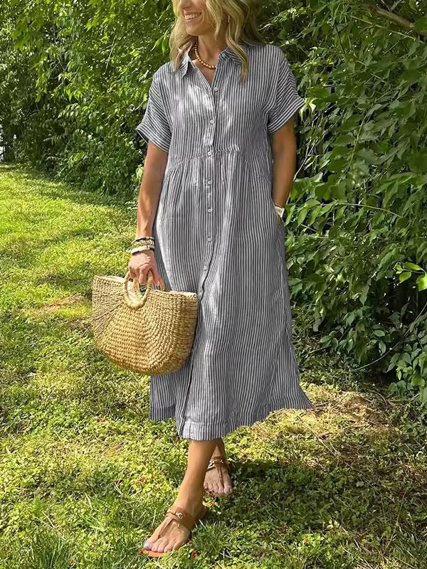 Ruby Maxikleid aus Baumwolle mit Blusenkragen foto 5