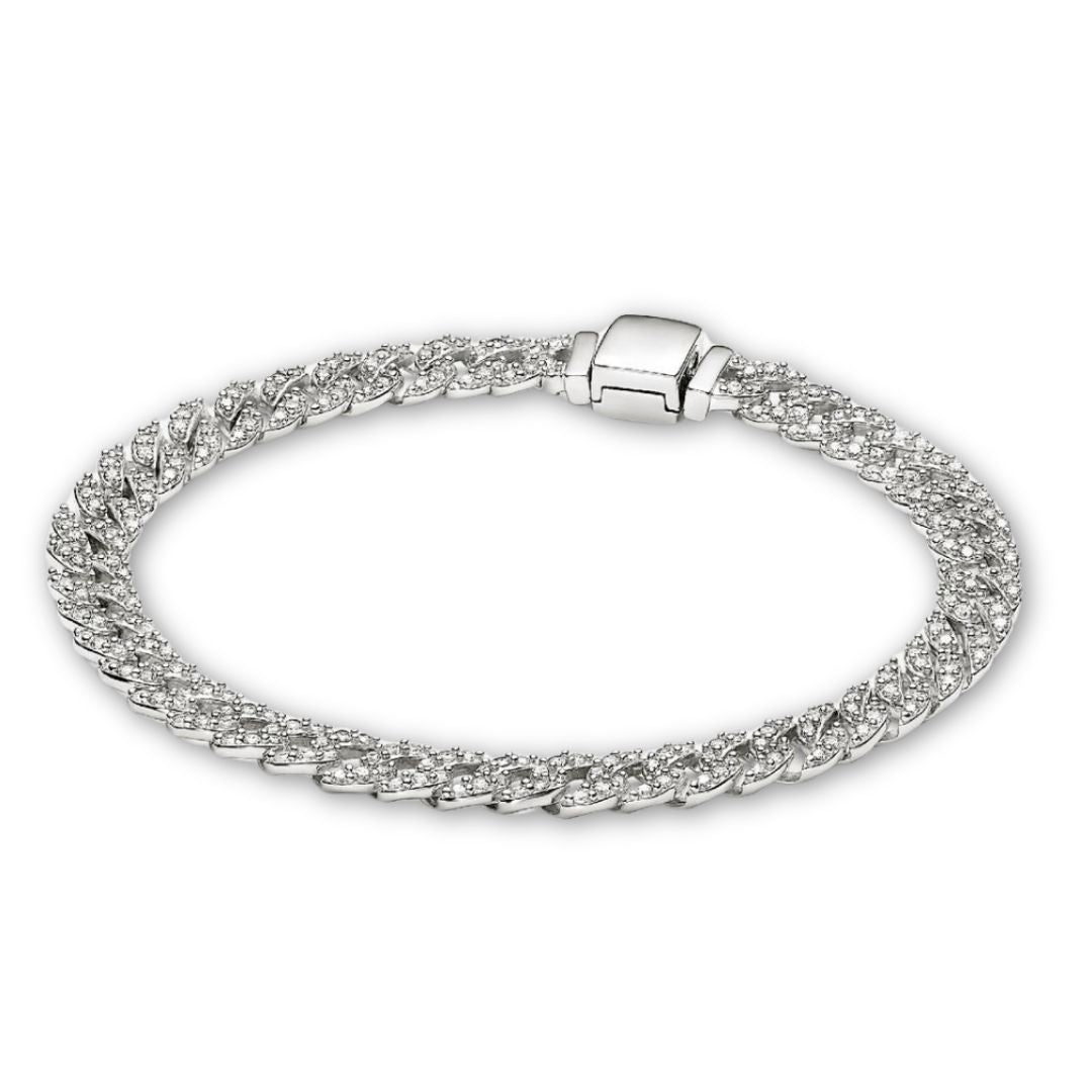 Zeitloses kubanisches Armband aus Goldfarben mit Pavé-Besatz