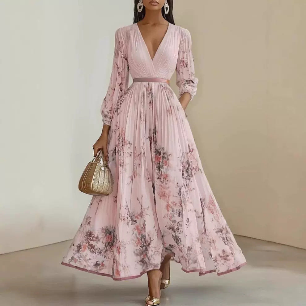 Amara Maxikleid mit tiefem V-Ausschnitt und Blumenmuster foto 3