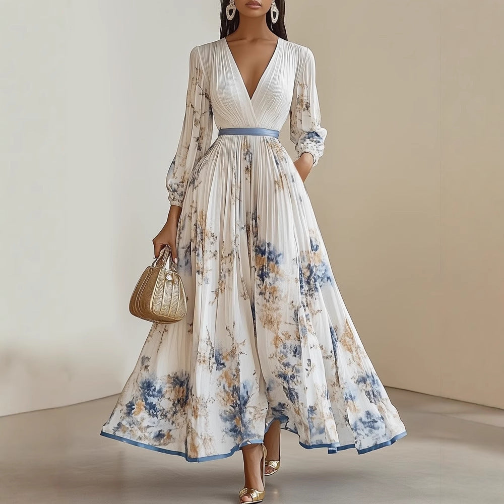 Amara Maxikleid mit tiefem V-Ausschnitt und Blumenmuster foto 1