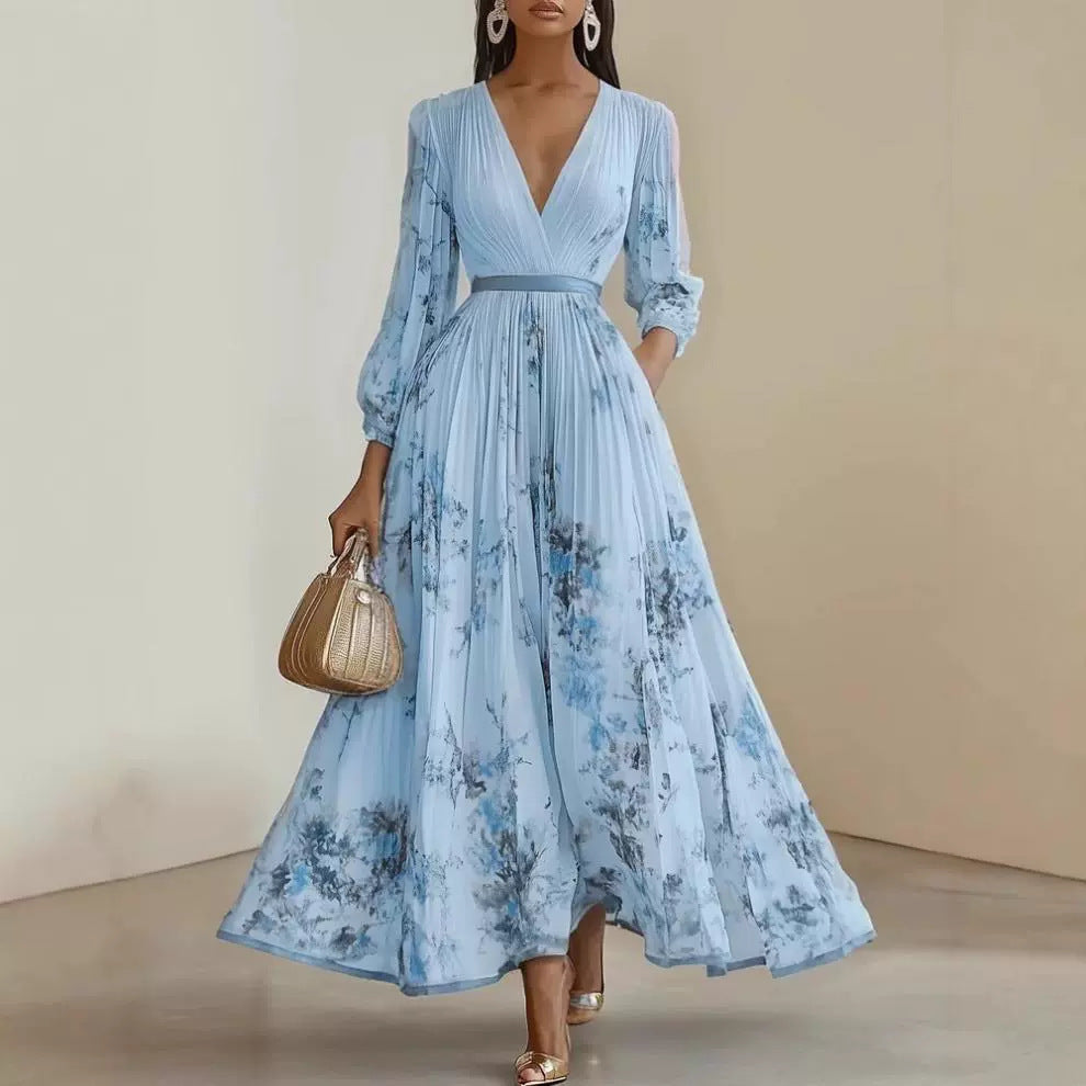 Amara Maxikleid mit tiefem V-Ausschnitt und Blumenmuster foto 2
