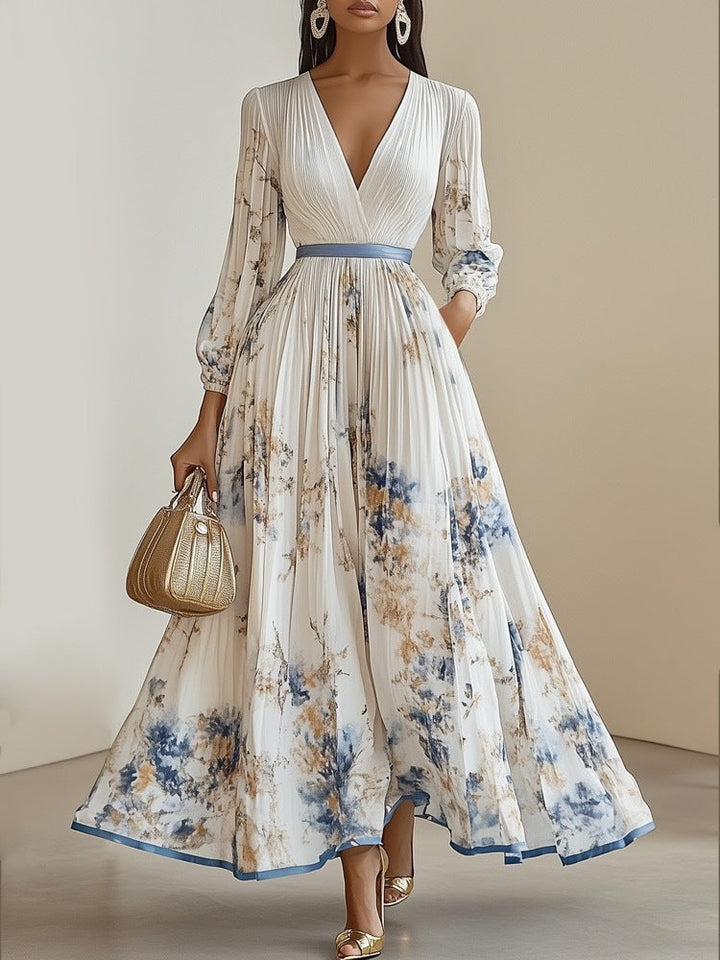 Amara Maxikleid mit tiefem V-Ausschnitt und Blumenmuster foto 8