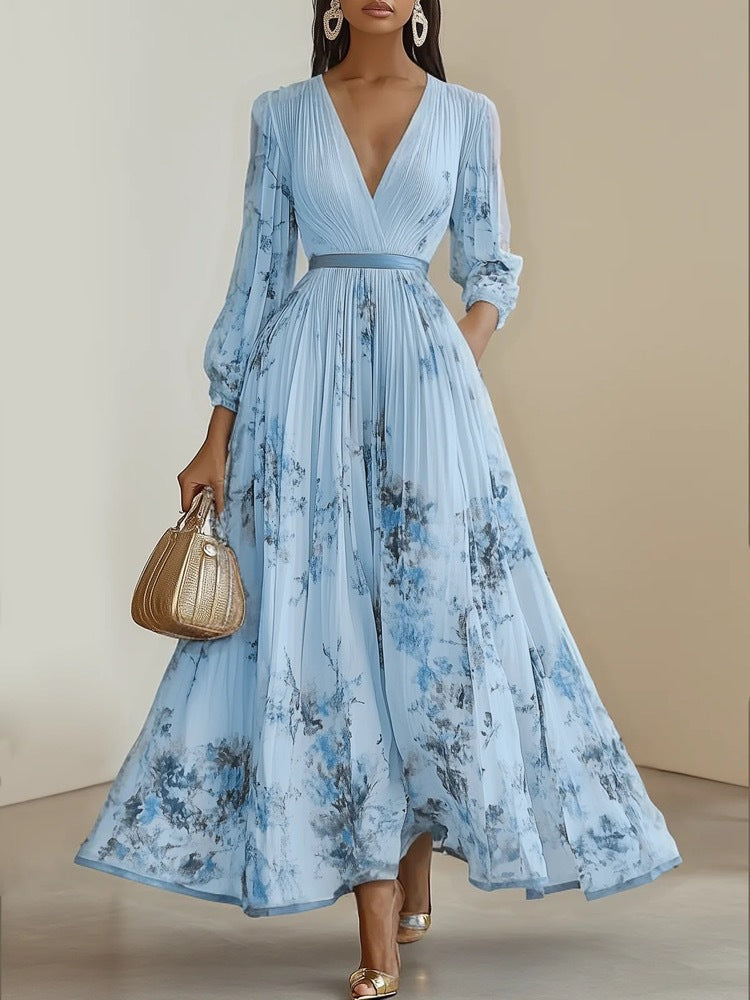 Amara Maxikleid mit tiefem V-Ausschnitt und Blumenmuster foto 7