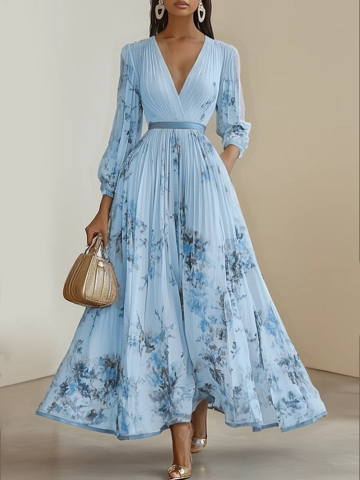 Amara Maxikleid mit tiefem V-Ausschnitt und Blumenmuster foto 7
