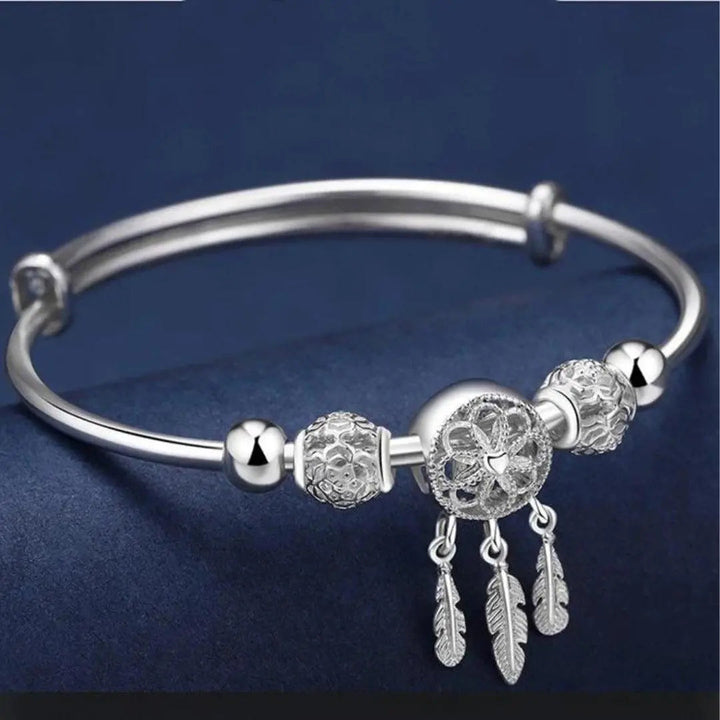 Silberfarbenes Traumfänger Armreif Armband
