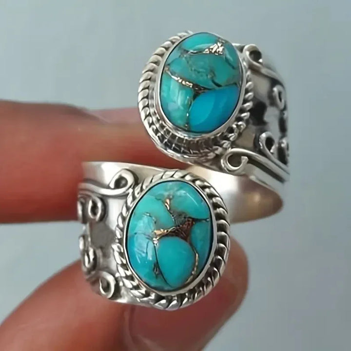 Eleganter Vintage Türkis Kreuzbandring