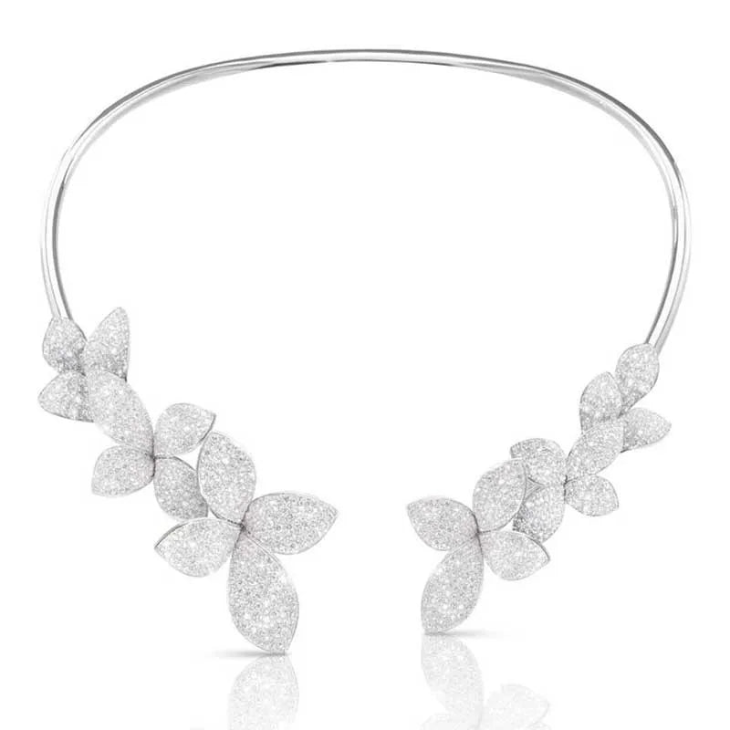Collier élégant Blumen Kristall 