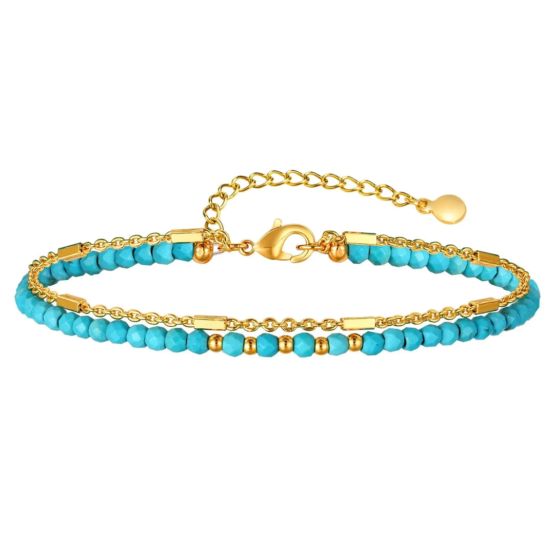 Zeitloses Goldfarben Doppelketten-Türkisarmband