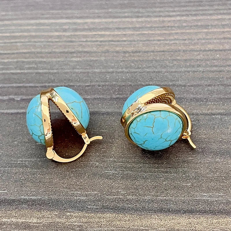 Elegante Vintage Geometrische Türkis Ohrstecker