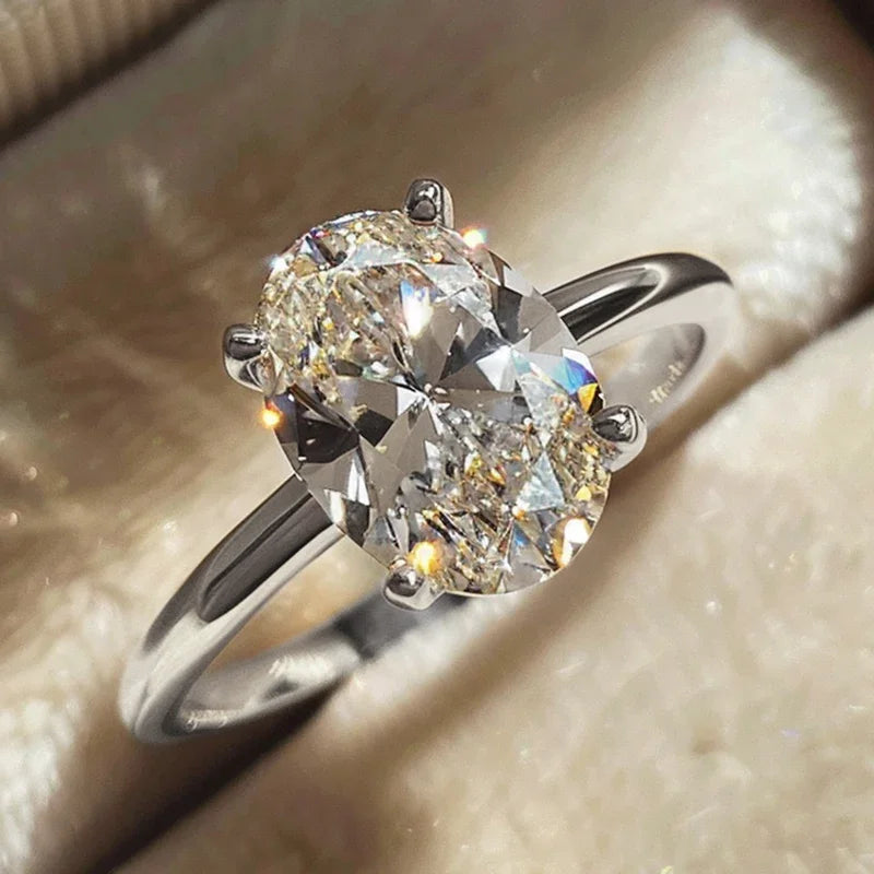 Élégante bague Ovaler Kristall Versprechensring