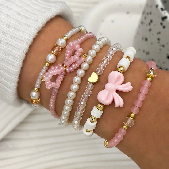 Ensemble de bracelets Perlen Liebe Schleifen