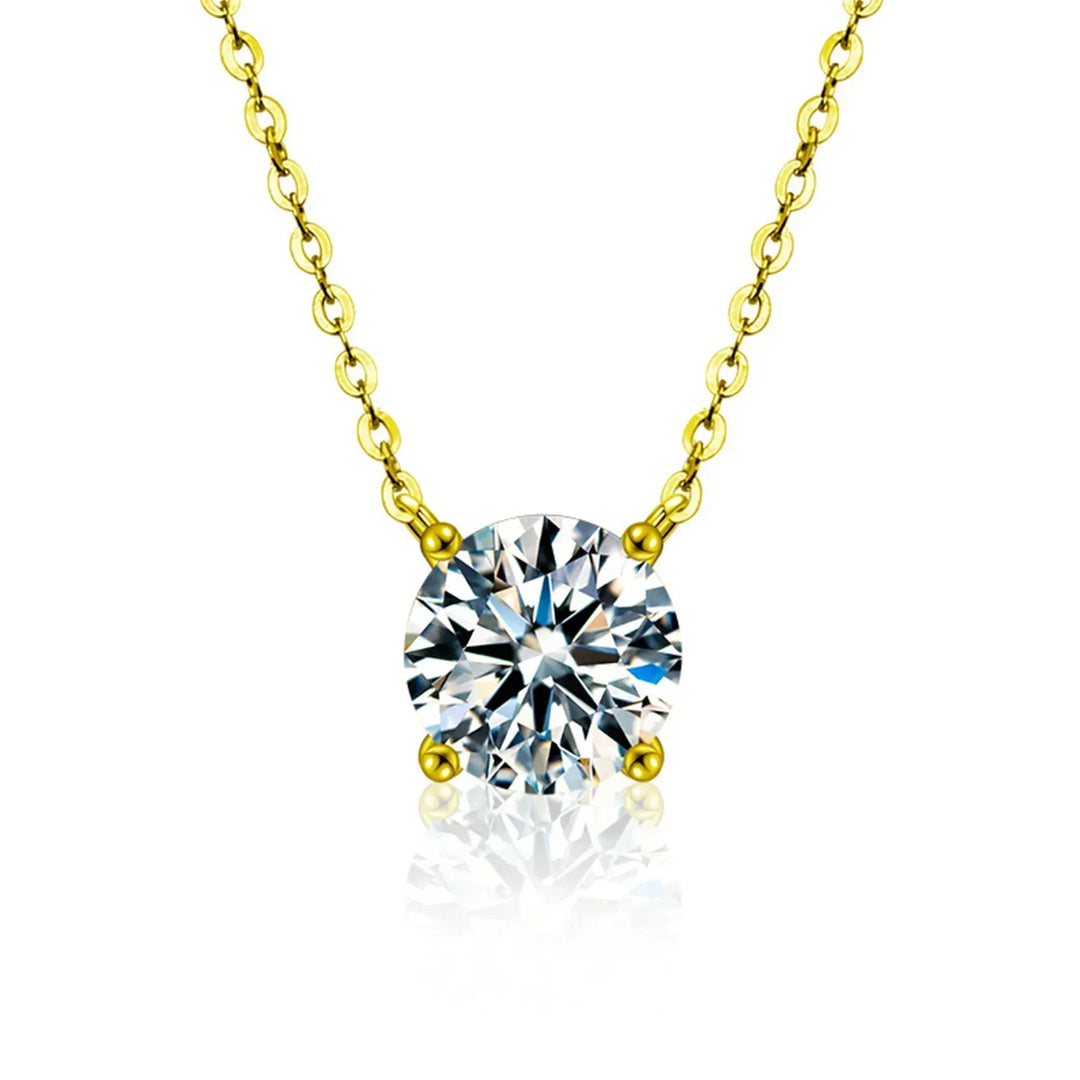 Collier en argent sterling plaqué or 18 carats et zirconiums