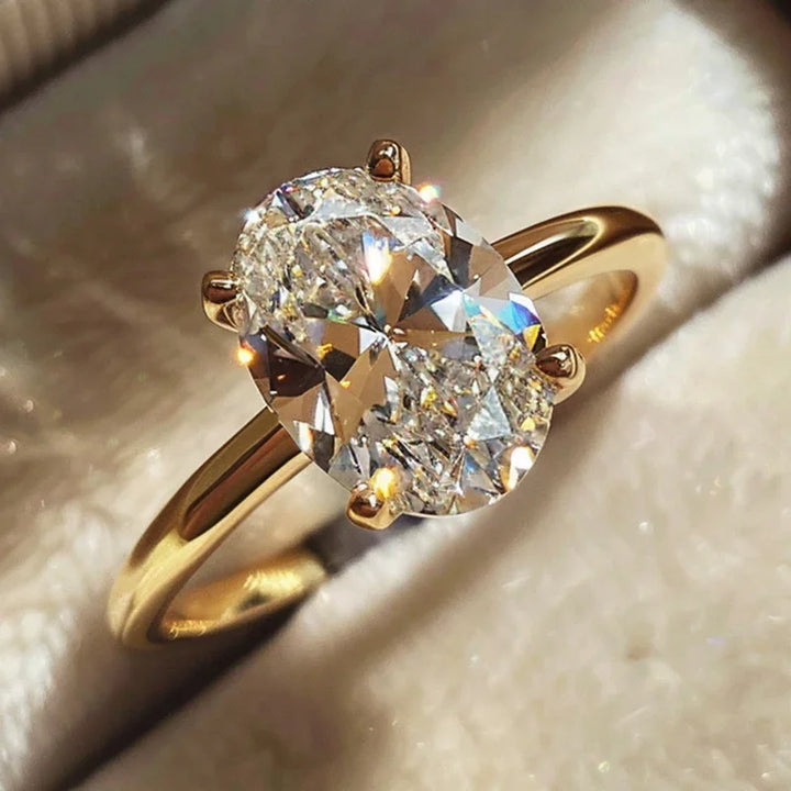 Élégante bague Ovaler Kristall Versprechensring
