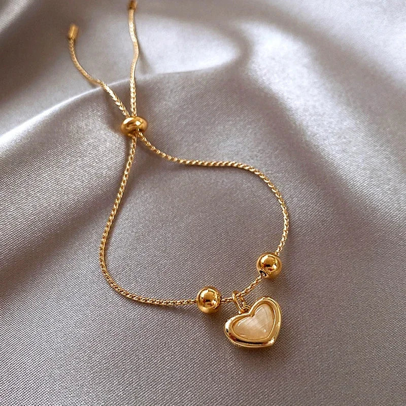Vergoldetes Opale Pfirsich Herz Bracelet