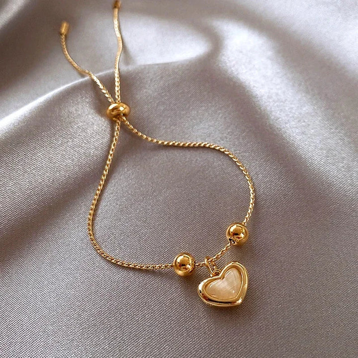 Vergoldetes Opale Pfirsich Herz Bracelet