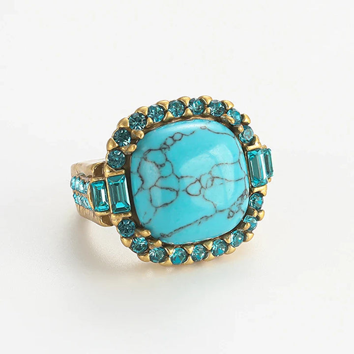 Vintage Art Deco Türkis Goldfarbener Ring