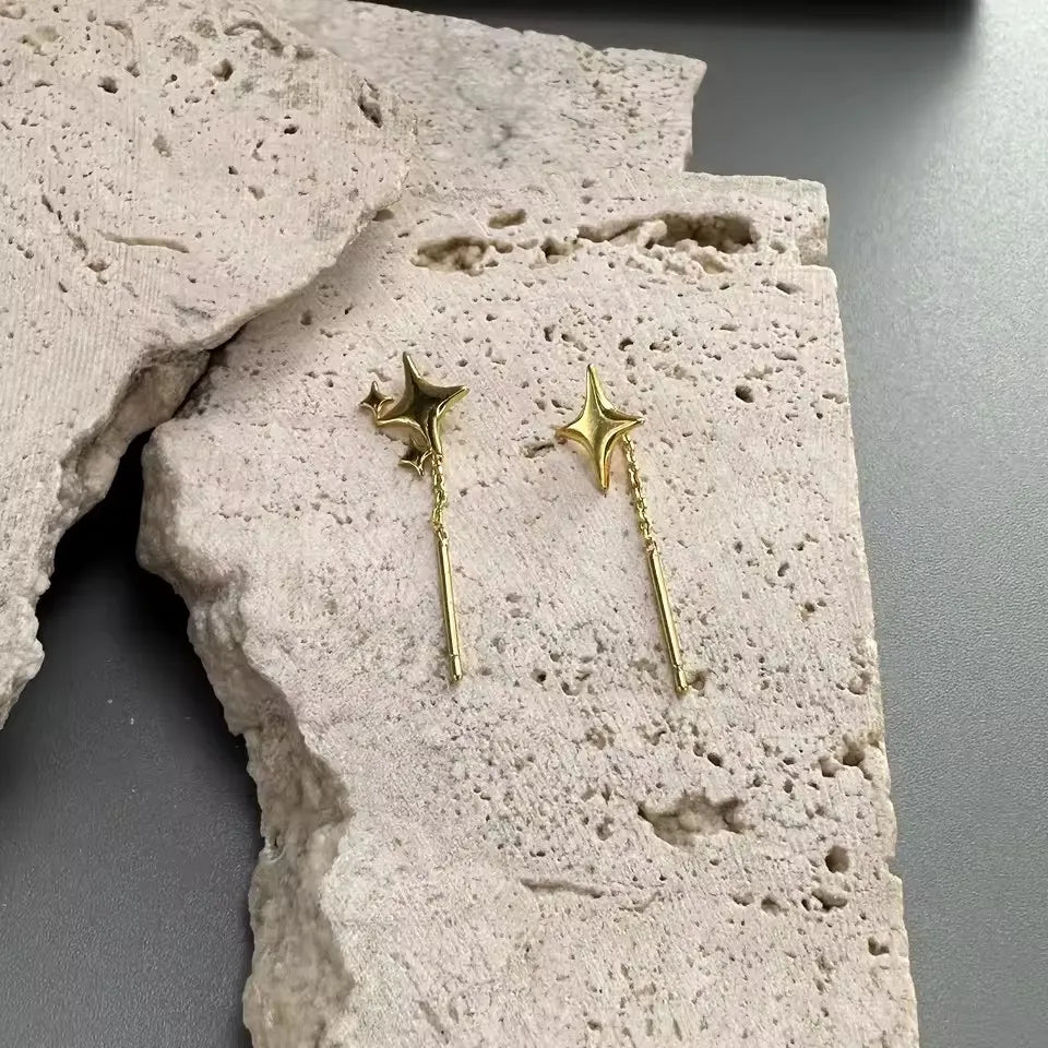 Silberfarben Stern Ketten Ohrringe