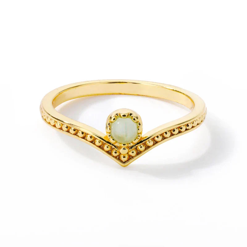 Eleganter Goldfarbener Wassertropf Opal Kronenring