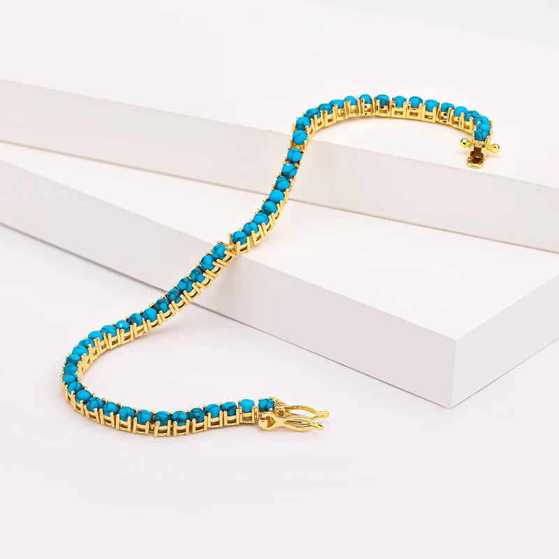 Elegantes Goldfarben-Türkis Kettenarmband