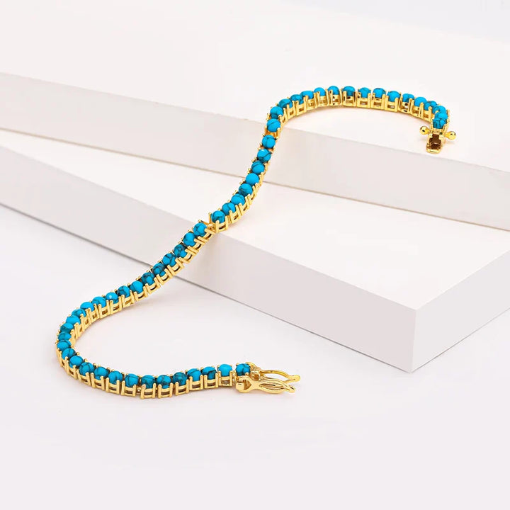 Elegantes Goldfarben-Türkis Kettenarmband