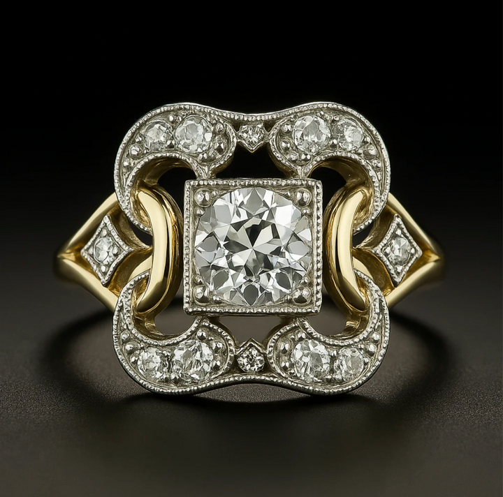 Vintage Zirkonia Goldfarbener Ring