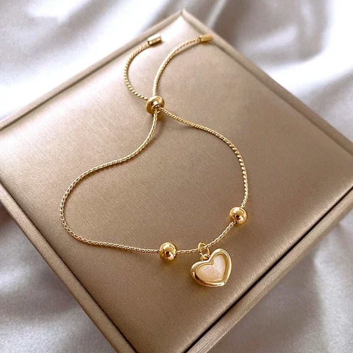 Vergoldetes Opale Pfirsich Herz Bracelet